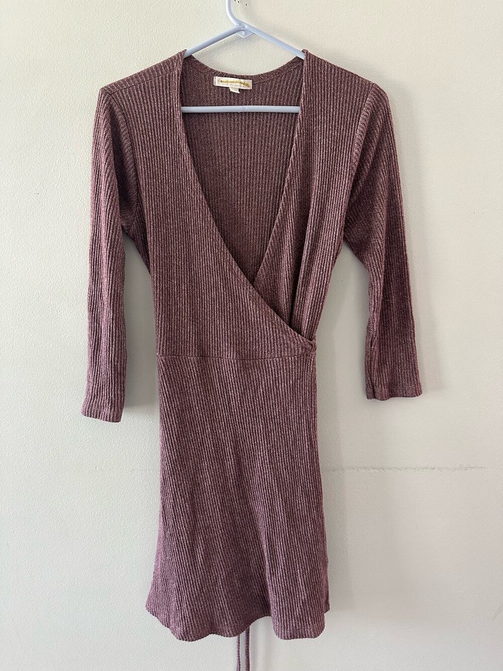 American Eagle Don't Ask Why Dress Women's OS Wrap Ribbed Long Sleeve Maeve